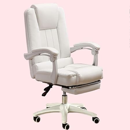 Chaise De Bureau Fauteuil Bureau Chaise De Bureau Ergonomique Avec Repose Pieds Rembourre Chaise De Bureau Pivotante En Cuir Pu De Couleur Noire Pivotante 4 Couleurs Couleur Blanc Amazon Fr Cuisine
