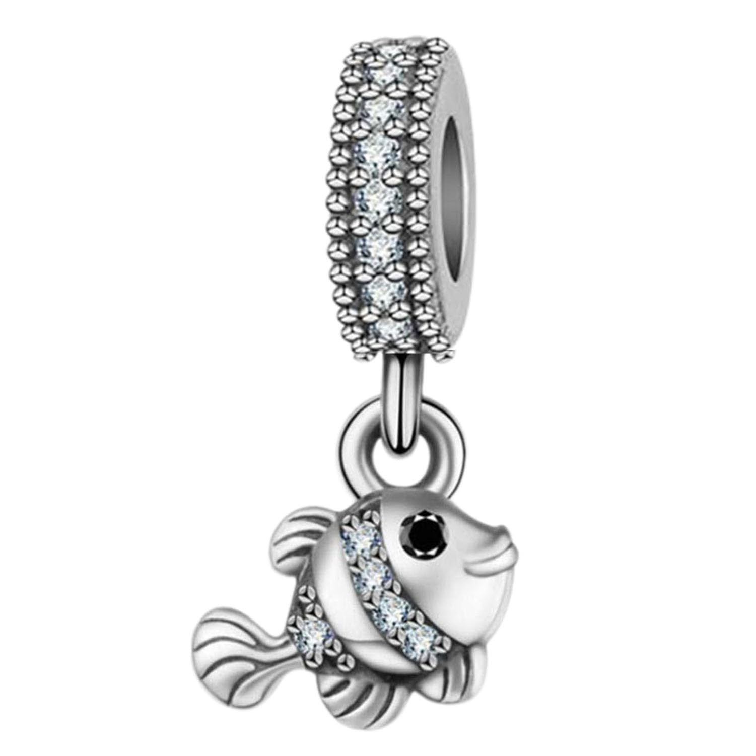 925 Sterling Silver Fish Charm Ocean Charm Birthday Charm for Pandora Charm Bracelet