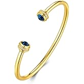 Gold Chunky Infinity Statement FULLY ADJUSTABLE Open Cuff Bangle with Sapphire CZ Braided Charm for Women by SNGIA, Stackable Handmade Trendy Jewelry Gifts, Polished Beachy Vacation Fashion Boho Tennis Bracelet Accessories, Vintage Link Wire Thick Bohemian Nickle Free Open Forever Bracelet Bangle.