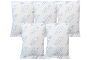 Dry & Dry 400 Gram Pack of 5 Premium Silica Gel Packet Desiccant Dehumidifiers - Rechargeable Fabric