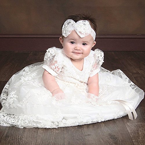 Christening Gown Baby Girl Lace Toddler Dedication Dress for Age 24 months - Thumbnail 4