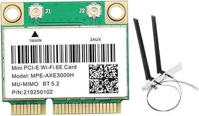 Durratou AXE3000H WiFi 6E Mini PCI-E Card w/ Antenna, BT 5.2, 2400Mbps