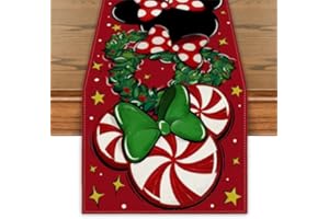 YARCOOLY Christmas Table Runner Christmas Cartoon Mouse Table Cover New Year Winter Xmas Decor Red Christmas Decorations for Home Party