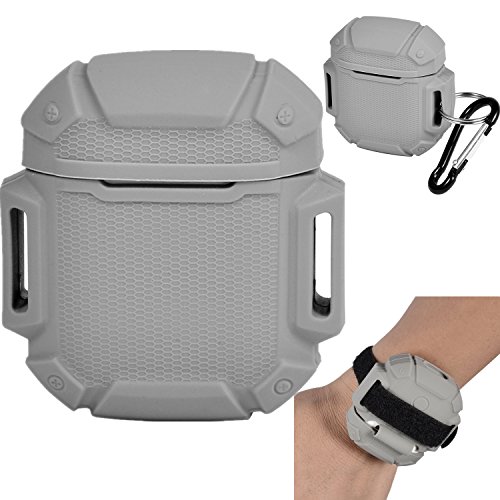 Lwsengme Waterproof (IP67) AirPods Case Shock Resistant Silicone Cover, Durable and Portable Airpods Case Skin for Apple Airpods Charging(Sport-Gray)