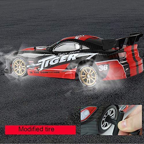 Kanzd RC Drift Car Cool LED Light USB 2.4G High Speed Remote Control Racing (Red)