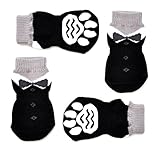 Posch Pet Socks for Small and Medium Breed Dogs. Anti-Slip Knit Socks with Traction Soles for Indoor Wear. Slip On Paw Protectors. (XS, Black)