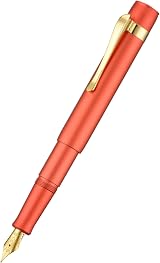 Hongdian M2 Mini Fountain Pen with Extra Fine Soft Golden Nib Orange Red view 2