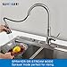 Kitchen Faucet Pull Down Sprayer - WEWE A1008L Stainless Steel Brushed Nickel Pull Out Kitchen Sink Faucet Single Handle 1 or 3 Hole with Deck Plate