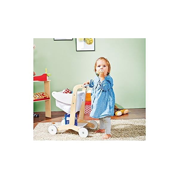 PINOLINO Einkaufswagen Erna, aus Holz, Höhe des Schiebegriffs 50 cm, für Kinder ab 3 Jahren geeignet Transparent – Bild 3