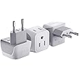 European Travel Plug Adapter by Ceptics Europe Power Adaptor Charger Dual Input - Ultra Compact - Light Weight - USA to any T