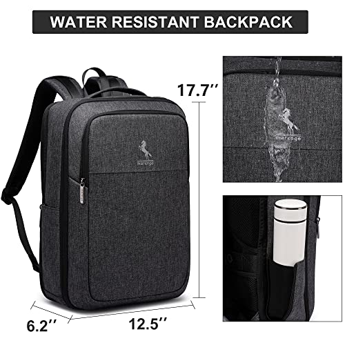 Marengo Travel Laptop Backpack with USB Charging Port, Waterproof Anti-Theft Flight Approved Business Daypack for Men Women Fit 15.6 inch Laptop, Black