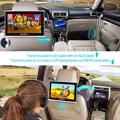 PUMPKIN 10.1 Inch Ultra-Thin Car Headrest DVD Player with Suction Drive, Support 1080P Video, HDMI, AUX, Region Free, AV in Out, USB SD, Last Memory