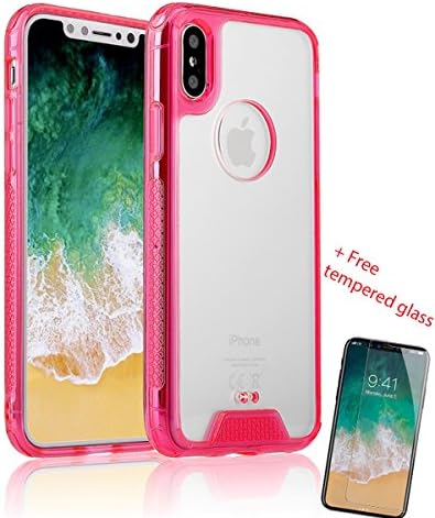 My Gadget Shops iPhone X Nit Case Slim Dual Layer (Hard PC Shell + Soft TPU) Exact Fit Apple iPhone X \ iPhone 10 + Tampered Glass FREE Gift (Pink)