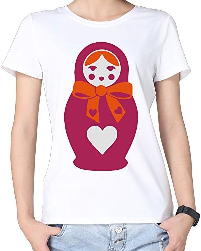 Women's Russian Doll Special Design Short Sleeve T-shirt White