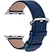 Fullmosa Leather Bands Compatible with Apple Watch Band 41mm 40mm 38mm 42mm for Women Men, Top Grain Genuine Leather Strap for iWatch Series 10/9/8/7/6/5/4/3/2/1/SE2/SE, Dark Blue/Silver