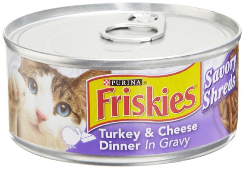 Purina Friskies Gravy Wet Cat Food, Shreds Turkey & Cheese Dinner - (24) 5.5 oz. Cans - //medicalbooks.filipinodoctors.org