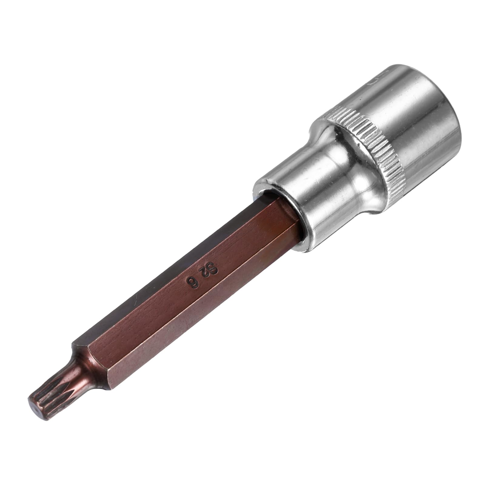 Sourcingmap 1/2" Drive x M6 (6mm) Triple Square Spline Bit Socket, S2 Steel Bits CR-V Sockets 4" Length Use with Ratchet Wrench, Slide Bar, Extension Rod