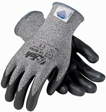 Protective Industrial Products® Medium G-Tek® CR Ultra 13 Gauge Cut Resistant Black Foam Nitrile Palm And Fingertip Coated Work Gloves With Gray Seamless Liner And Continuous Knit Cuff