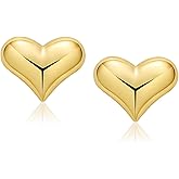 18k Gold Plated Copper Simple Earrings Heart Small Stud Earrings