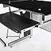 HOMCOM L-Shaped Corner Computer Desk Gaming Table Home Office Workstation Glass Top P2 MDF with Keyboard Tray - Black