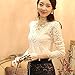 Icibgoods Lady Spring Crochet Lace Long Sleeved Office Shirt - Large - Apricot