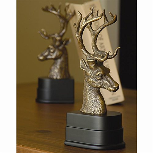 Deer Head Bookends (Deer Head Bookends PR, Brass Wood, 11.5