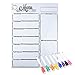 Magnetic Refrigerator Whiteboard,Weekly Menu, Meal Planner, Grocery Shopping List, Dry Erase Board, For Kitchen Fridge with 8 color Magnetic Markers (16inchx12inch, Vertical FLAT PACK)