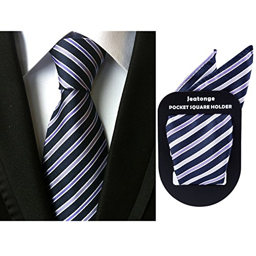 Lot 6 Pcs Mens Ties and 6 Free Matching Pocket Squares, Men's Classic Tie Necktie Woven Jacquard Neck Ties Gift box packing (6+6 style 07)