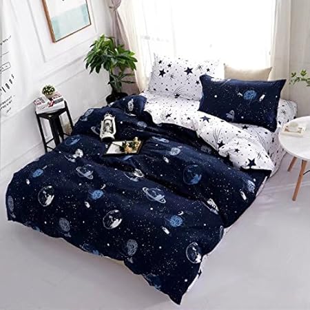 Shopcrats Kids Double Bed Cotton Bedsheet with 2 Pillow Covers-Blue