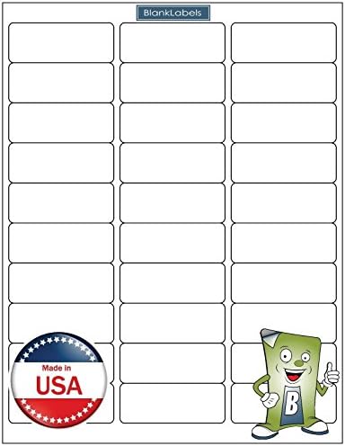 Blank Labels Address Mailing Shipping Labels, 2-5/8" x 1" (2.625 x 1) Permanent White Matte Label, Inkjet and Laser Printer Guaranteed Made in USA, 30 Labels Per Sheet,- 250 Sheets - 7500 Labels