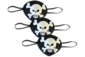 Liontouch - Pirate Eye Patch, 3-Pack - Captain Red Stripe - Age 3+ Years | Pretend Play Toy for Kids & Toddlers with Skull Mo