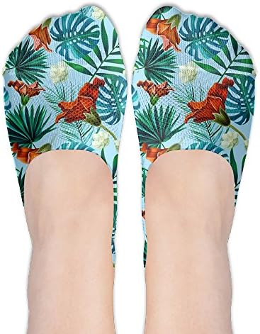 Awesome Tropical Hawaii Pattern Socks Boat Low Cut Thin No Show Deodorant Sock Non Slip For Women