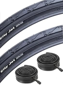 Schwalbe Mountain Bike Reifen City Jet 26 x 1,95 Zoll inklusive Schrader Schlauch und Ventil, je 2 Stück