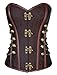 Charmian Women's Steampunk Gothic Vintage Steel Boned Brocade Overbust Corset with Chains Dark-Brown Small
