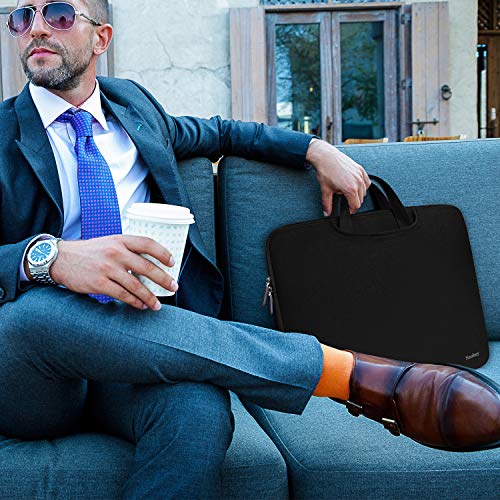 Laptop Sleeve Bag 15.6 Inch, Durable Slim Briefcase Handle Bag & with Two Extra Pockets,Notebook Computer Protective Case for Computer Notebook Ultrabook,Collapsible Carrying Handles (Black) - Thumbnail 4