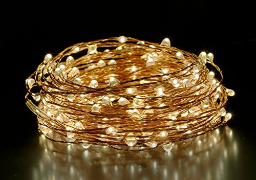 Radiance Dimmable Starry String Lights with Wireless Remote,  40 ft, Copper Wire, Warm White