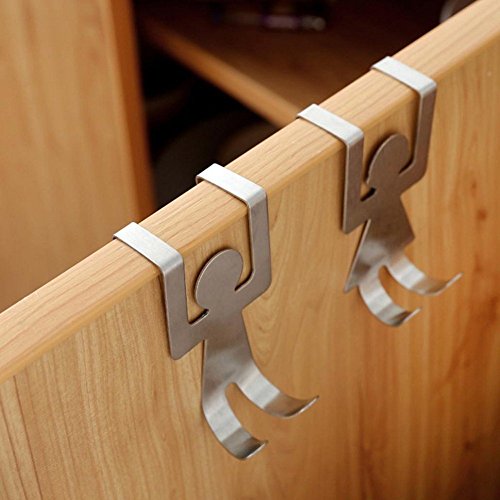 2Pcs Cartoon Stainless Steel Lovers Shaped Hooks, Kitchen Office Hanger Clothes Bags Towels Plants Storage Rack Tool