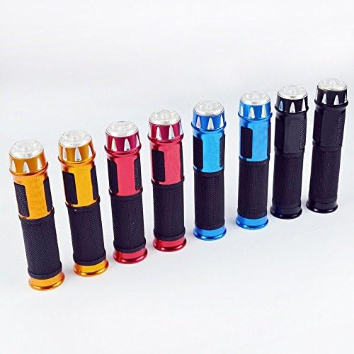Sdldler Color Aluminum BAR + Comfy Soft Grips Cycling LOCK-ON Bicycle Handlebar Bike Grips + Bar End Luminous Lights (Blue (a pair))
