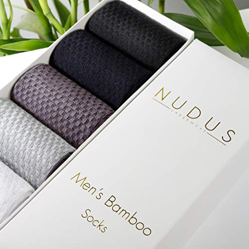 NUDUS Men's Bamboo Ankle Socks, 5-Pair Gift Box, Super Breathable, Soft, Thin and Non Slip