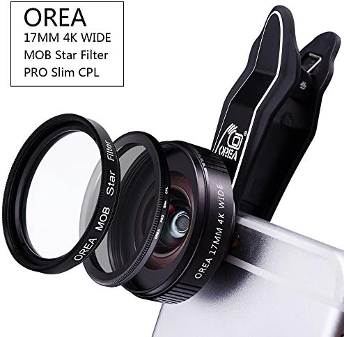 Mobile Phone Camera Lens Kit for Iphone,17MM Wide Lens &amp; 18x Macro Attach Lens &amp; Slim CPL Filter &amp; 8x Star Filter &amp; Universal Clip for Iphone Anroid Smartphone