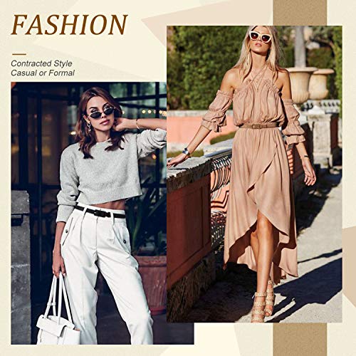 JASGOOD Women Skinny Waist Belt Single Color Basic Thin Belt for Dress Jeans Pants 0.75 inch Wide 2 Pack, Black+Brown Perfect for Waist Size 30\