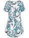 SeSe Code Women's Crewneck Button-up Ruched Short Sleeve Tunic Shirt Blue
