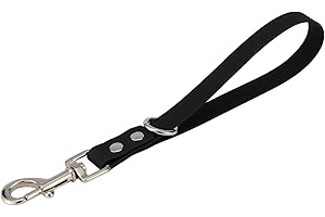 FURSDOLY Short Dog Leash - 9 Inch Dogs Lead Grab Tab Heavy Duty Waterproof PVC Dog Training Traffic Leashes for Safety Control Behavior Correction Hiking Backup & All Breeds (Black, 9'')