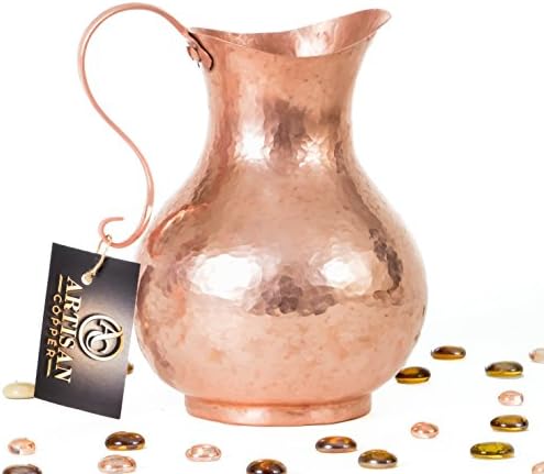 Copper Water Jug | Pure Hammered Copper Dispenser | Premium Large Handmade Pitcher | 100% Ayurvedic Copper - BPA Free (70oz - Half Gallon)