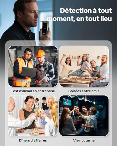 LAFMATE AT-160 Alcohol Tester, High Precision Alcohol Tester with Adjustable Alarm Threshold, LCD Display, Test Memory, Comes with 10 Tips - Perfect for Home Use