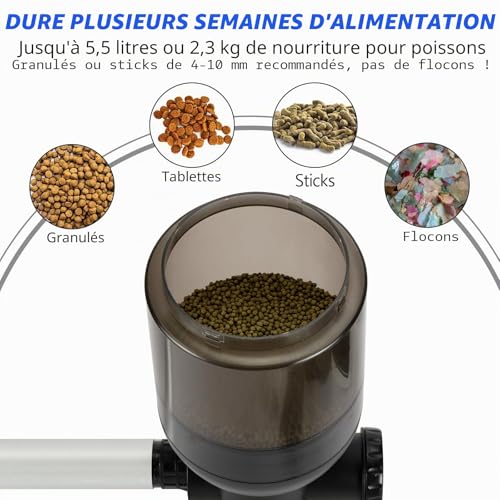 hygger Automatic Pond Feeder, Large Programmable Automatic Fish Feeder with LCD Display Controller, 5.5 Liters Pond Fish Feeder Koi Feeder for Weekend Holiday