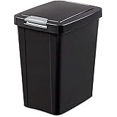 Sterilite 7.5 Gallon TouchTop Wastebasket with Lid That Opens with Touch, Conceals Trash in the Kitchen, Bathroom, Mudroom or Office, Black, 1-Pack