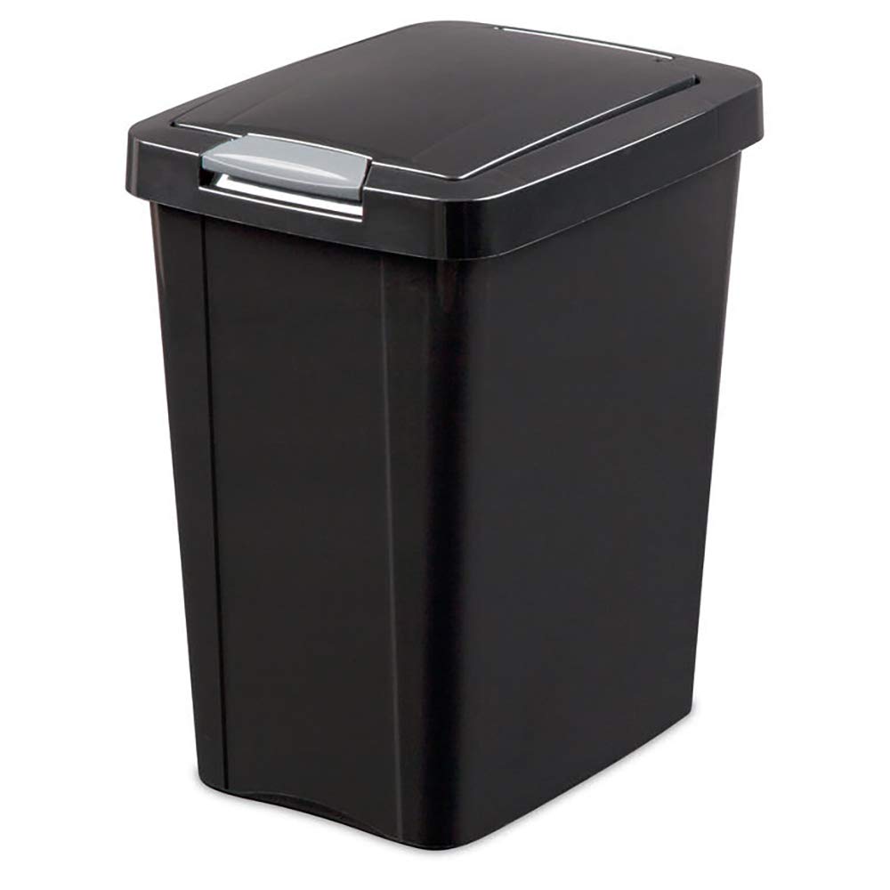 Sterilite 7.5 Gallon TouchTop Wastebasket with Lid That Opens with Touch, Conceals Trash in the Kitchen, Bathroom, Mudroom or Office, Black, 1-Pack