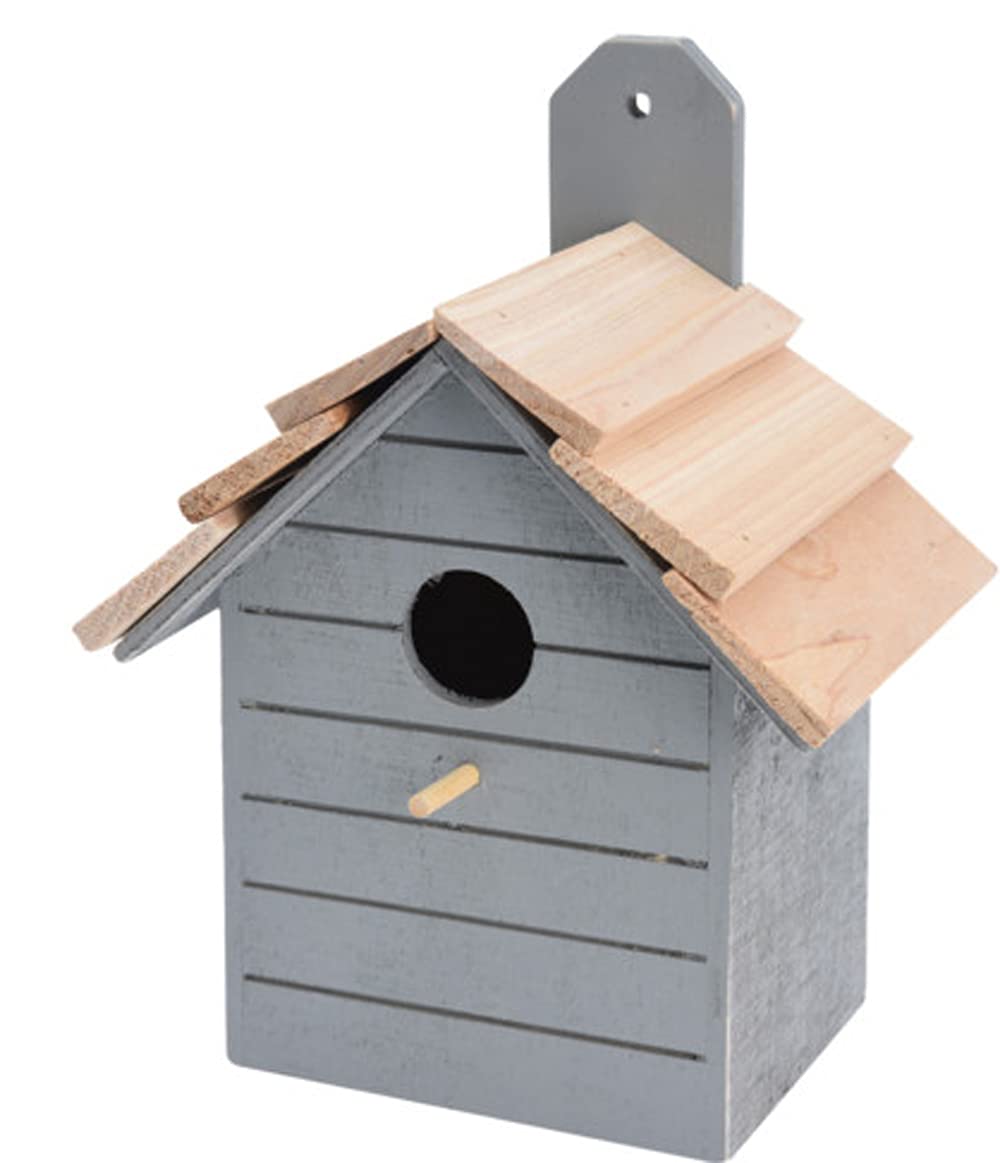 ABRUS® Wooden Bird House Outdoors | Assorted Decorative Hanging Bird House Garden (Grey)
