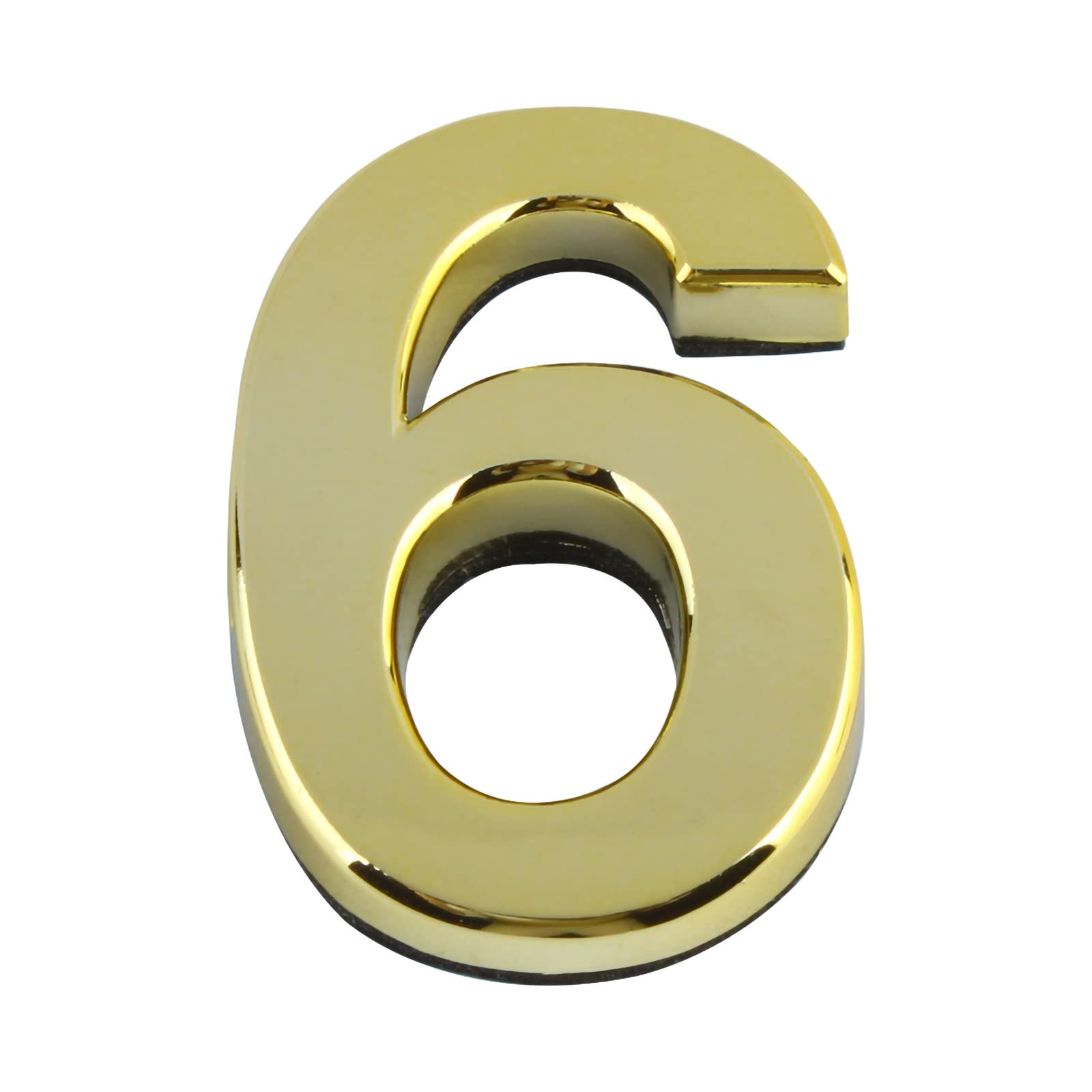 Larcele 2.75inch/70mm Self-stick Modern House Number ABS Address Numbers Gold Mailbox Number 3 Pieces MPH-02(No.6)